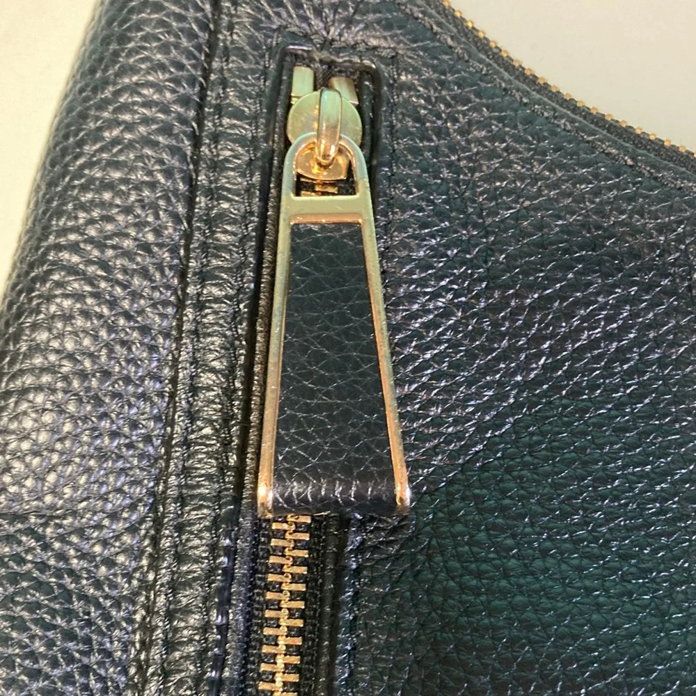 Michael Kors Matilda Black Pebbled Leather Handbag with Gold Accents 12 X 14”
